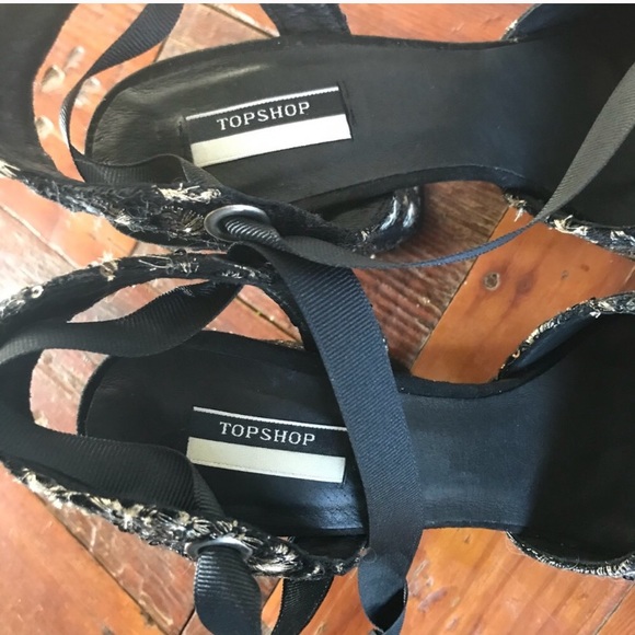 Topshop Rioja Lace Up Sequin Embroidered Heels - Picture 6 of 8